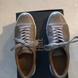 Frye low lace snake embossed leather sneaker. Italian leather.